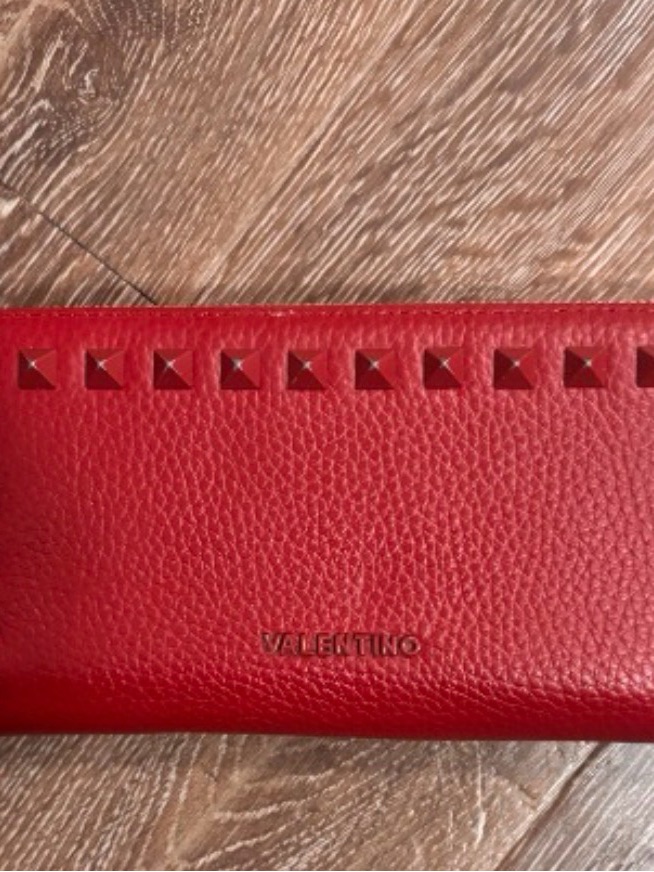 Valentino Red Leather Studded Card Holder